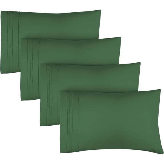 CGK Linens Extra Soft Pillowcases Set of 4 - King Size Hotel Luxury Breathable & Cozy 4-Piece Pillow Covers, Emerald Green