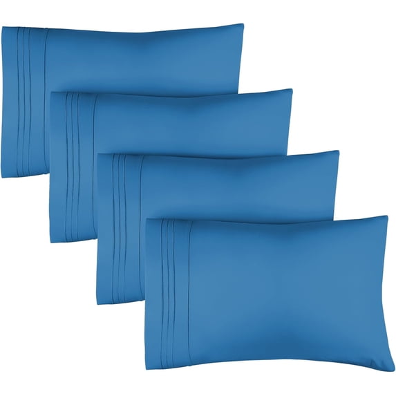 CGK Linens Extra Soft Pillowcases Set of 4 - King Size Hotel Luxury Breathable & Cozy 4-Piece Pillow Covers, Royal Blue