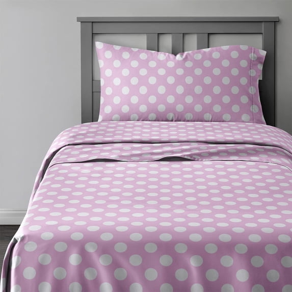 CGK Linens 4-Piece Cute & Cozy Kids Sheet Set - Full Size Kids Bedding With Vibrant Designs For Boys, Girls, Teens, Toddler, Dots Purple