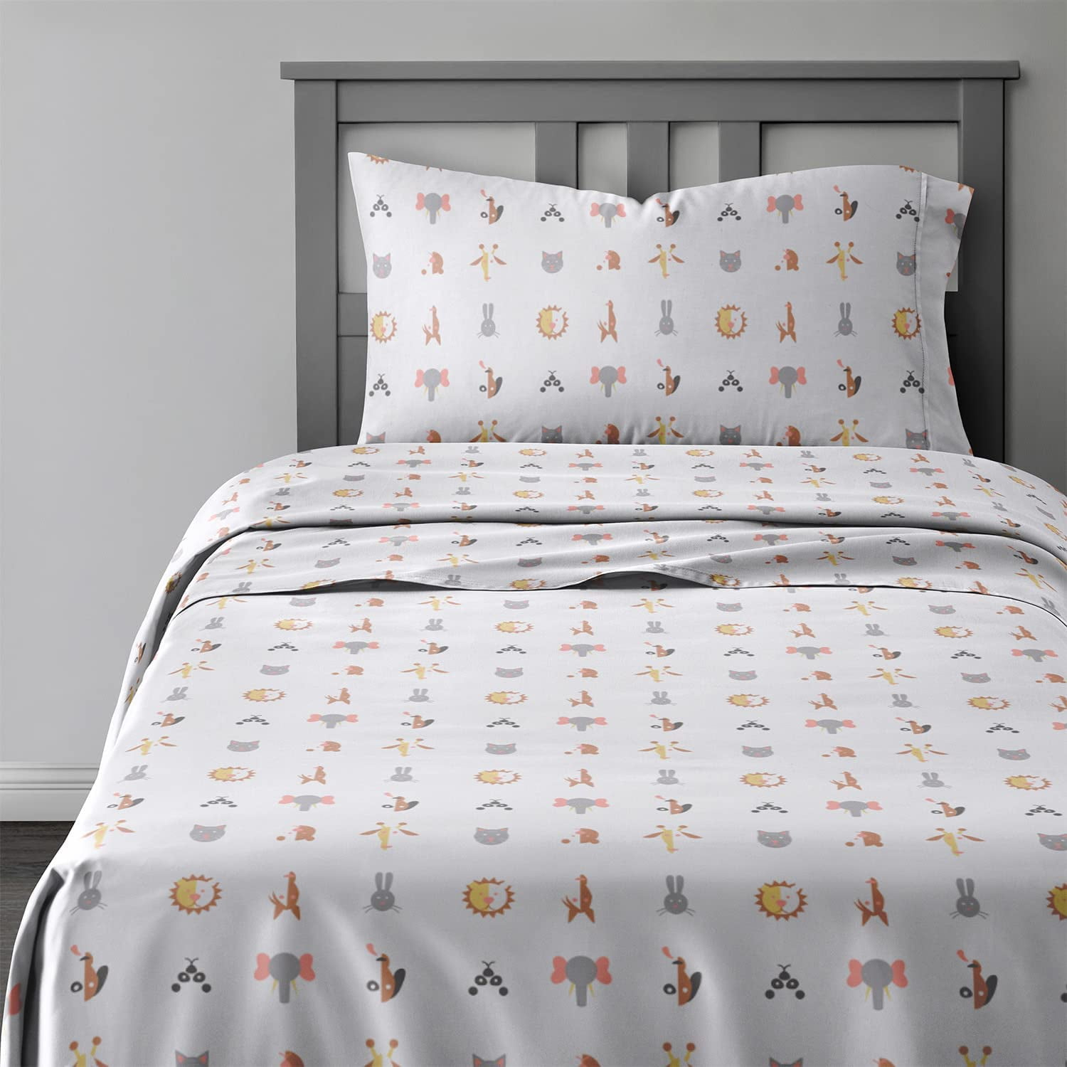 Queen Blue Animal Print Microfiber Kids Sheet Set