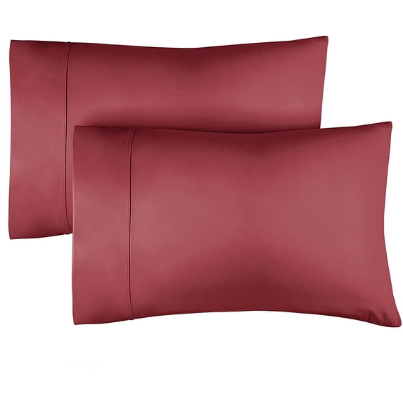 CGK Linens 100% Cotton 400 Thread Count Pillowcases Set of 2 - King Size Breathable & Soft Sateen Pillow Covers, Burgundy