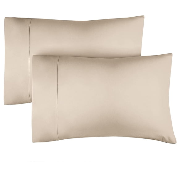CGK Linens 100% Cotton 400 Thread Count Pillowcases Set of 2 - King Size Breathable & Soft Sateen Pillow Covers, Cream