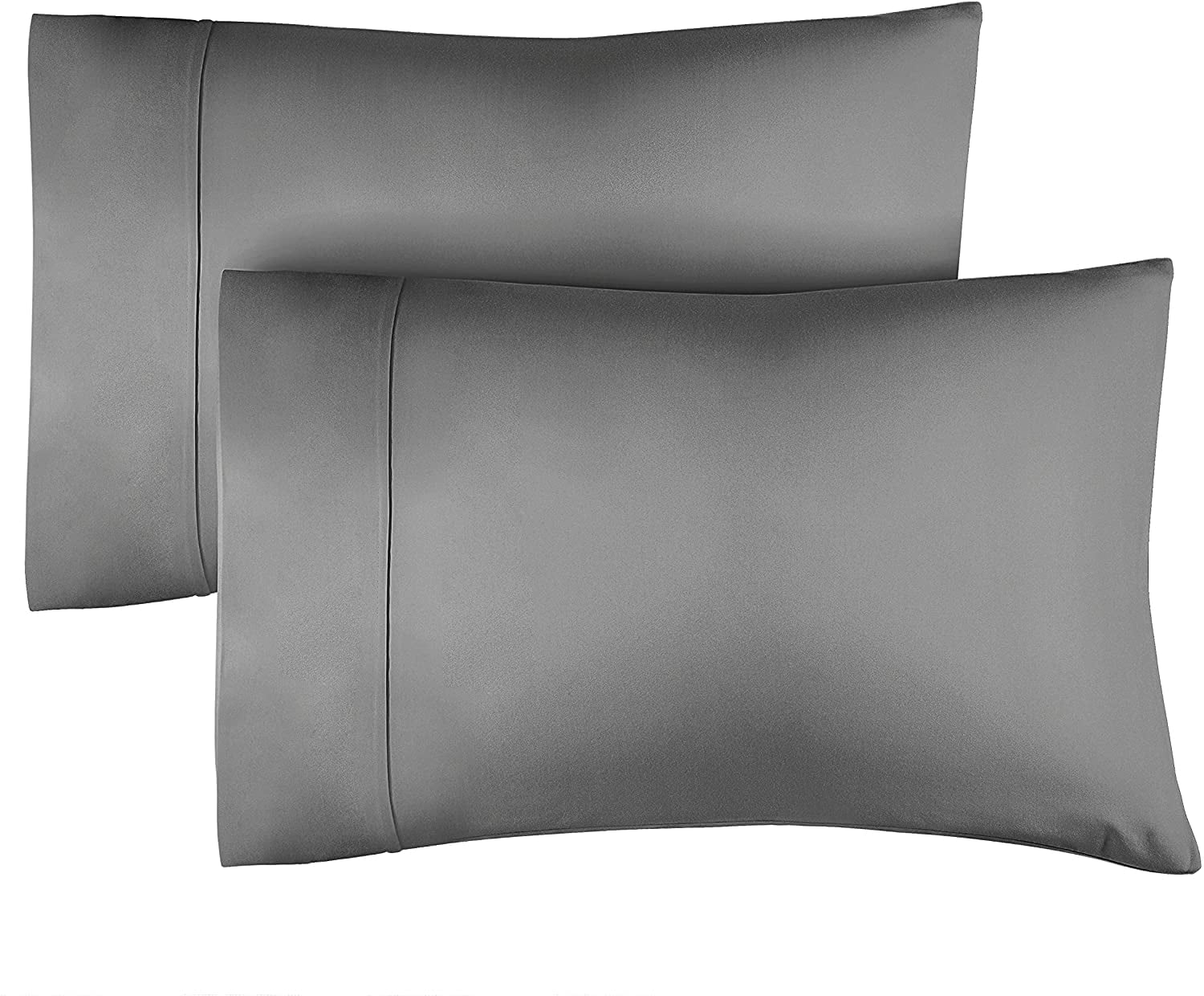 CGK Linens 100% Cotton 400 Thread Count Pillowcases Set of 2 - King Size Breathable & Soft Sateen Pillow Covers, Dark Grey