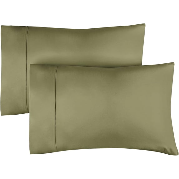 CGK Linens 100% Cotton 400 Thread Count Pillowcases Set of 2 - King Size Breathable & Soft Sateen Pillow Covers, Sage Green