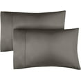 thumbnail image 1 of CGK Linens 100% Cotton 400 Thread Count Pillowcases Set of 2 - Queen / Standard Size Breathable & Soft Sateen Pillow Covers, Dark Grey, 1 of 7