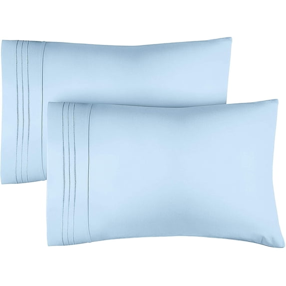 CGK Linens Ultra Soft & Comfy Pillowcases Set of 2 - King Size Hotel Quality Breathable 2-Piece Pillow Covers, Light Blue