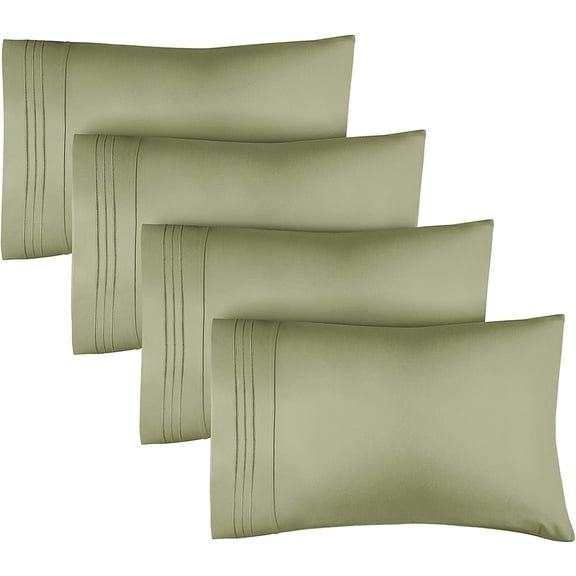 CGK Linens Extra Soft Pillowcases Set of 4 - King Size Hotel Luxury Breathable & Cozy 4-Piece Pillow Covers, Sage Green