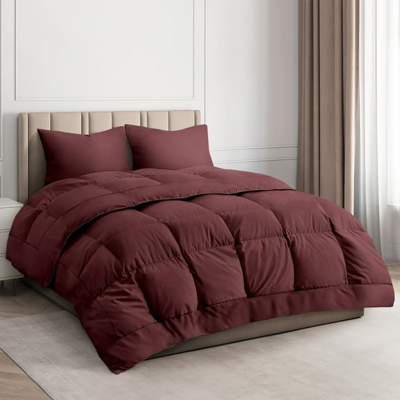 CGK Linens Premium Down Alternative Comforter - Full Size All-Season Fluffy & Cozy Duvet Insert, Burgundy