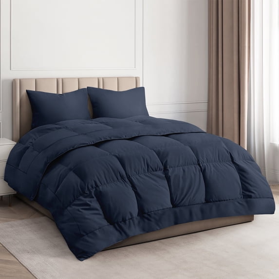 CGK Linens Premium Down Alternative Comforter - Full Size All-Season Fluffy & Cozy Duvet Insert, Navy Blue