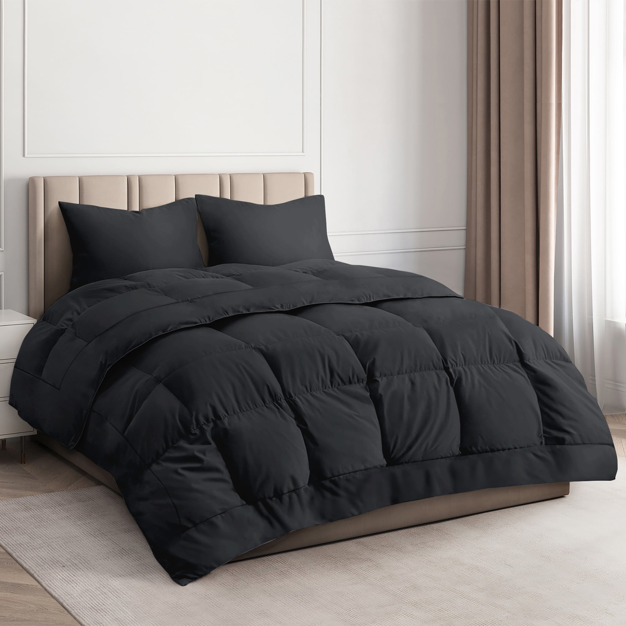 CGK Linens Premium Down Alternative Comforter - King Size All-Season Fluffy & Cozy Duvet Insert, Black