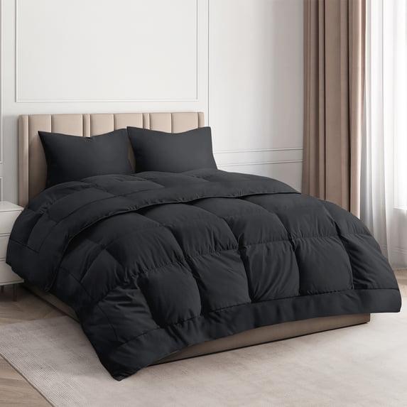 CGK Linens Premium Down Alternative Comforter - King Size All-Season Fluffy & Cozy Duvet Insert, Black