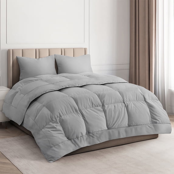 CGK Linens Premium Down Alternative Comforter - King Size All-Season Fluffy & Cozy Duvet Insert, Light Grey