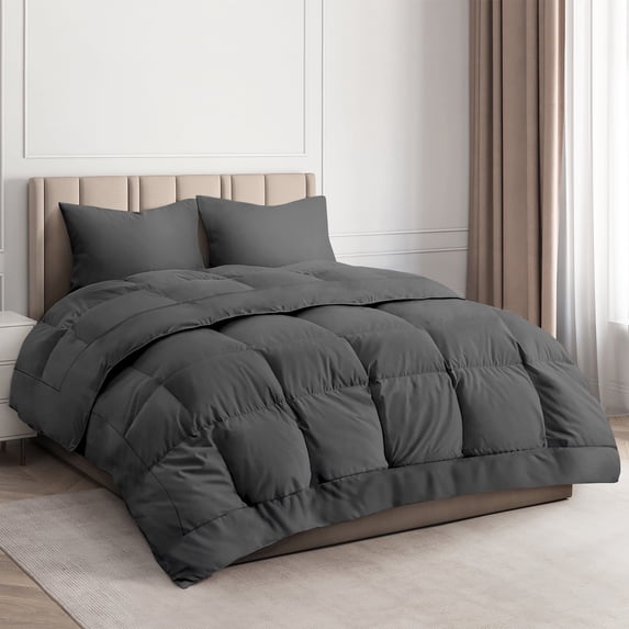 CGK Linens Premium Down Alternative Comforter - Queen Size All-Season Fluffy & Cozy Duvet Insert, Dark Gray