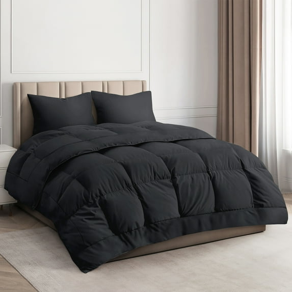 CGK Linens Premium Down Alternative Comforter - Twin Size All-Season Fluffy & Cozy Duvet Insert, Black