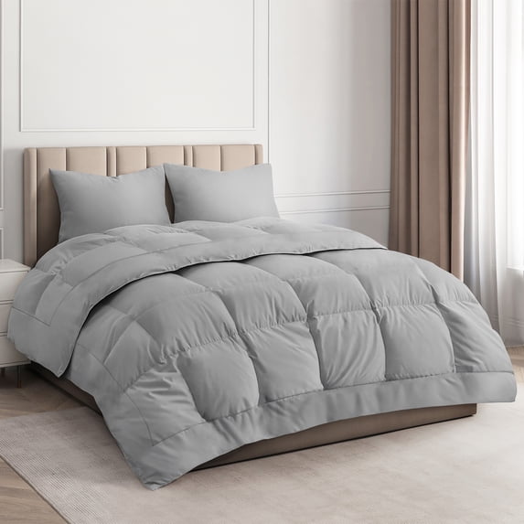 CGK Linens Premium Down Alternative Comforter - Twin Size All-Season Fluffy & Cozy Duvet Insert, Light Grey
