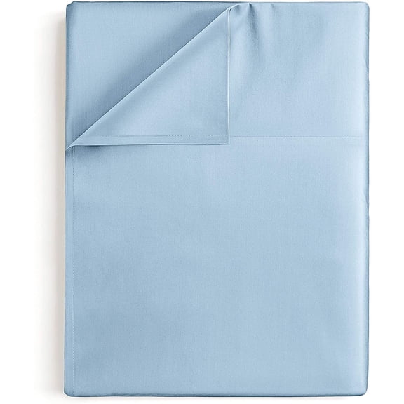 CGK Linens Hotel Luxury Single Flat Sheet Only - Twin Size Extra Soft, Comfy & Breathable Top Sheet, Light Blue