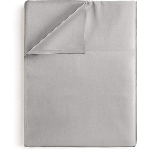 CGK Linens Hotel Luxury Single Flat Sheet Only - Queen Size Extra Soft, Comfy & Breathable Top Sheet, Light Gray