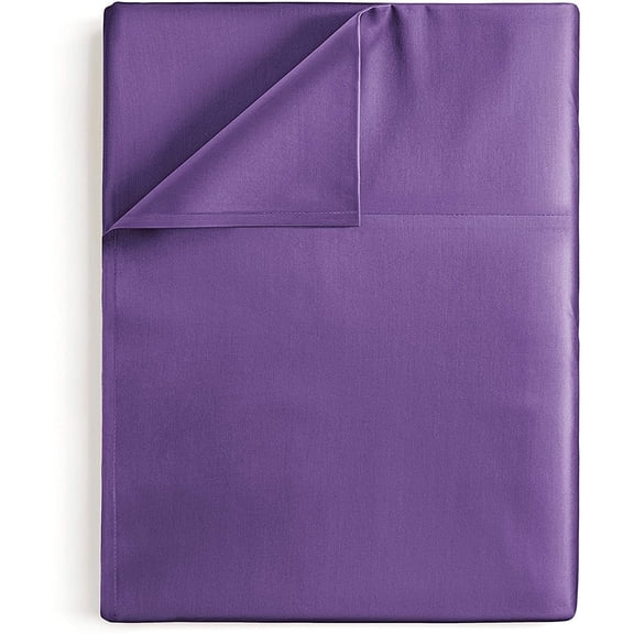 CGK Linens Hotel Luxury Single Flat Sheet Only - Queen Size Extra Soft, Comfy & Breathable Top Sheet, Purple