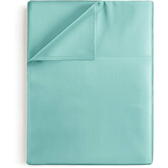 CGK Linens Hotel Luxury Single Flat Sheet Only - Twin XL Size Extra Soft, Comfy & Breathable Top Sheet, Spa Blue