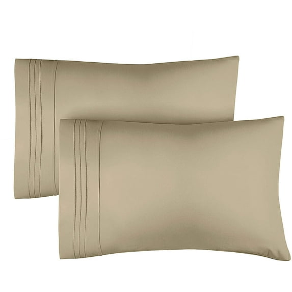 CGK Linens Ultra Soft & Comfy Pillowcases Set of 2 - King Size Hotel Quality Breathable 2-Piece Pillow Covers, Beige