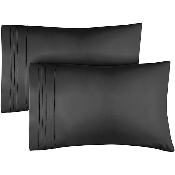 CGK Linens Ultra Soft & Comfy Pillowcases Set of 2 - King Size Hotel Quality Breathable 2-Piece Pillow Covers, Black