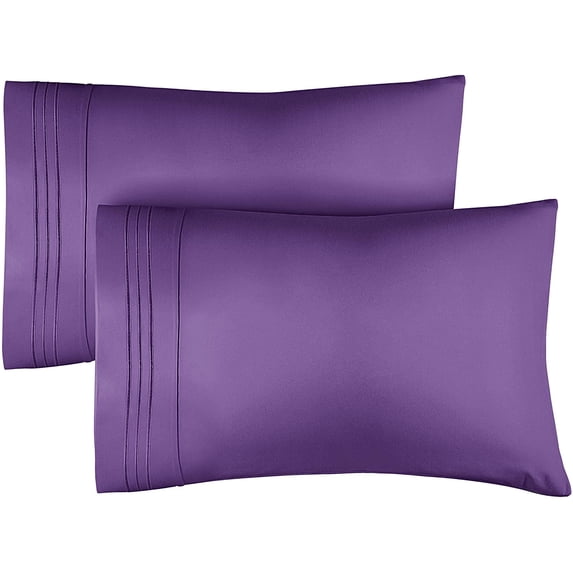 CGK Linens Ultra Soft & Comfy Pillowcases Set of 2 - King Size Hotel Quality Breathable 2-Piece Pillow Covers, Purple