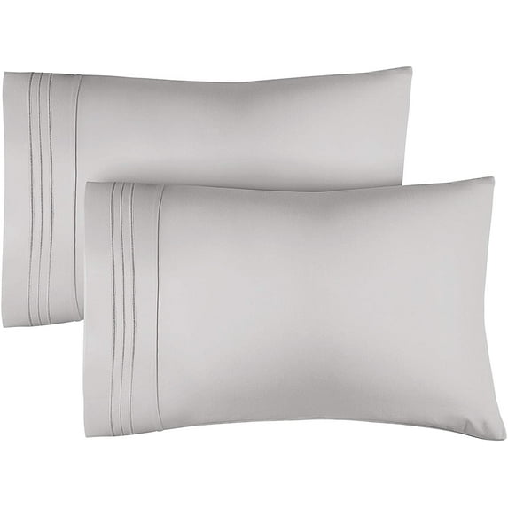 CGK Linens Ultra Soft & Comfy Pillowcases Set of 2 - Queen / Standard Size Hotel Quality Breathable 2-Piece Pillow Covers, Light Grey