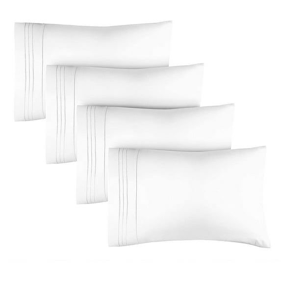 CGK Linens Extra Soft Pillowcases Set of 4 - King Size Hotel Luxury Breathable & Cozy 4-Piece Pillow Covers, White