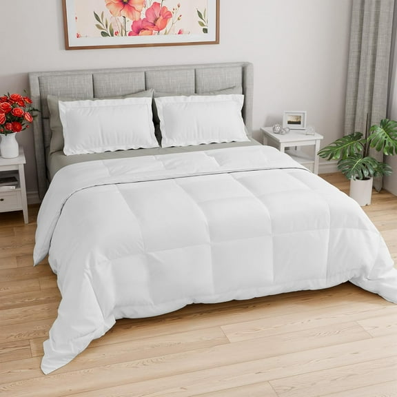 CGK Linens Soft Quilted Comforter with Corner Tabs & Pillow Shams - Comfy, Cozy & Breathable - Premium Down Duvet Insert
