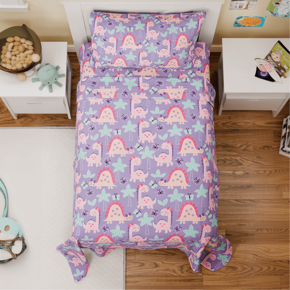 CGK Linens Soft & Vibrant Kids Sheet Set - Full Size, Dinosaur Lavendar