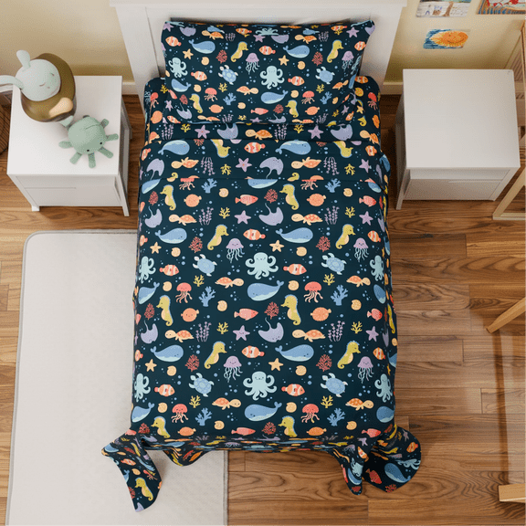 CGK Linens Soft & Vibrant Kids Sheet Set - Twin Size, Sea Creatures
