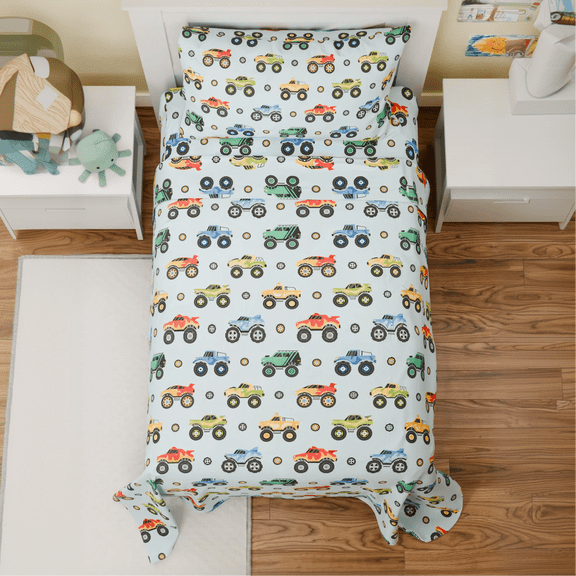 CGK Linens Soft & Vibrant Kids Sheet Set - Twin XL Size, Monster Trucks