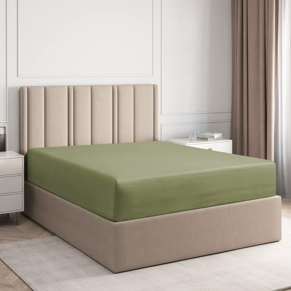 CGK Linens Hotel Luxury Single Fitted Sheet Only - King Size Wrinkle-Resistant Bottom Sheet, Fits Mattress Up To 16", Sage Green