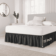 thumbnail image 1 of CGK Linens Wrap Around Dust Ruffle Bed Skirt - For Full Size Bed With 15 Inch Drop, Easy Fit Elastic Strap - Pleated Bedskirt, Black, 1 of 7