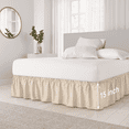 thumbnail image 1 of CGK Linens Wrap Around Dust Ruffle Bed Skirt - For Queen Size Bed With 15 Inch Drop, Easy Fit Elastic Strap - Pleated Bedskirt, Cream, 1 of 7