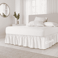 thumbnail image 1 of CGK Linens Wrap Around Dust Ruffle Bed Skirt - For Twin Size Bed With 12 Inch Drop, Easy Fit Elastic Strap - Pleated Bedskirt, White, 1 of 7