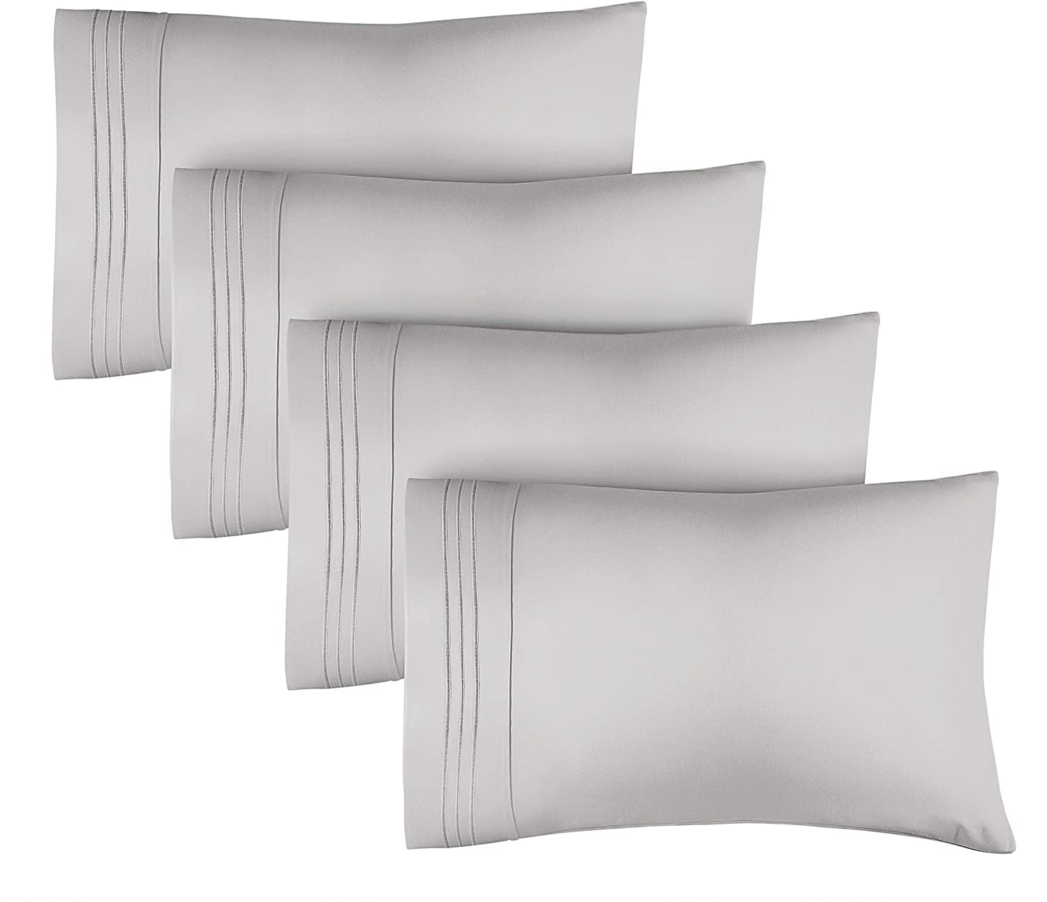 CGK Linens by CGK Unlimited Hotel Quality Pillowcase Set of 4, Light Gray, Queen Size