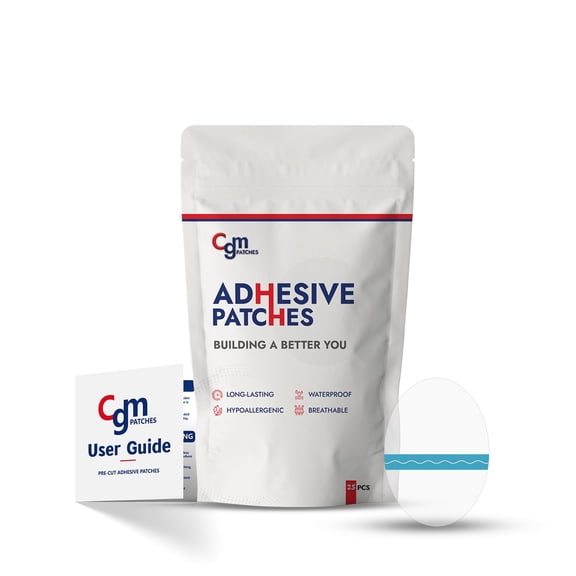 CGM PATCHES Dexcom G7/Stelo Adhesive Patch, CGM Sensors Without Cut, Premium Adhesive and Skin Friendly Bandages, Hypoallegenic | Lasts 1014 Days Pack of 25 (Clear/Transparent)