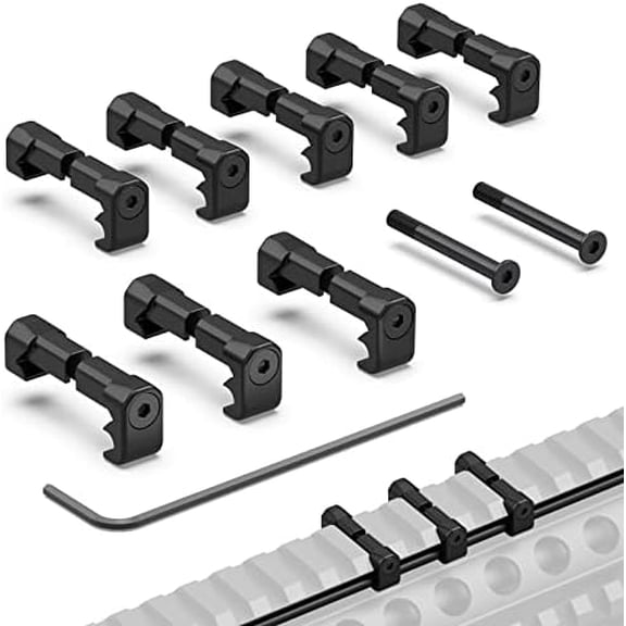 CGM908 Picatinny Pressure Switch Cable Management Guides 8 Pack, Flashlight Laser Wire Clips - Black