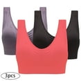 thumbnail image 1 of 3 Pack Women Bras, Mesh Breathable U Neck Wirefree Yoga Bras Tanks with Bra for Women Sleep Bras Workout Bras, Fitness Training Bras Tops Tank Comfort Wide Straps for Women, Small, 1 of 8