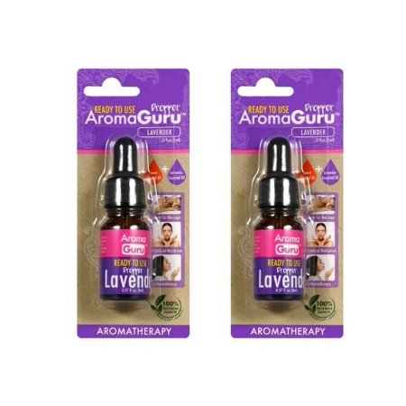 CGT Aroma Guru Lavender Scented Aromatherapy Droppers 0.27 oz. Bottles Ready to Use On-the-Go 100% Pure & Natural Essential Oil Apply Hands Nose Breath-In 0.27 oz. (Pack of 2)