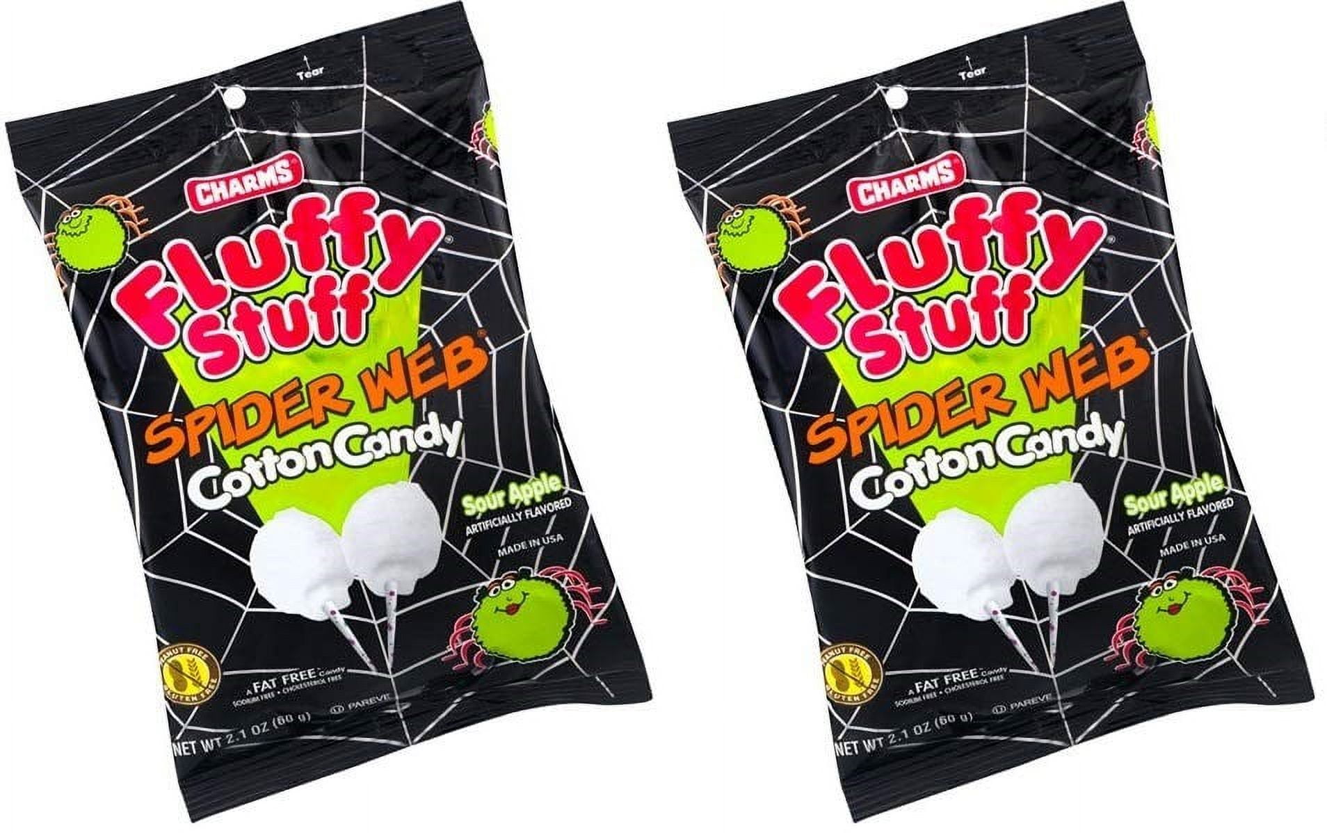CGT Charms Fluffy Stuff Spider  Sour Apple Cotton Candy Snack Treat