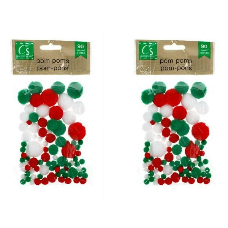 CGT Christmas Pom Poms Decorations Red Green White Balls Ornaments