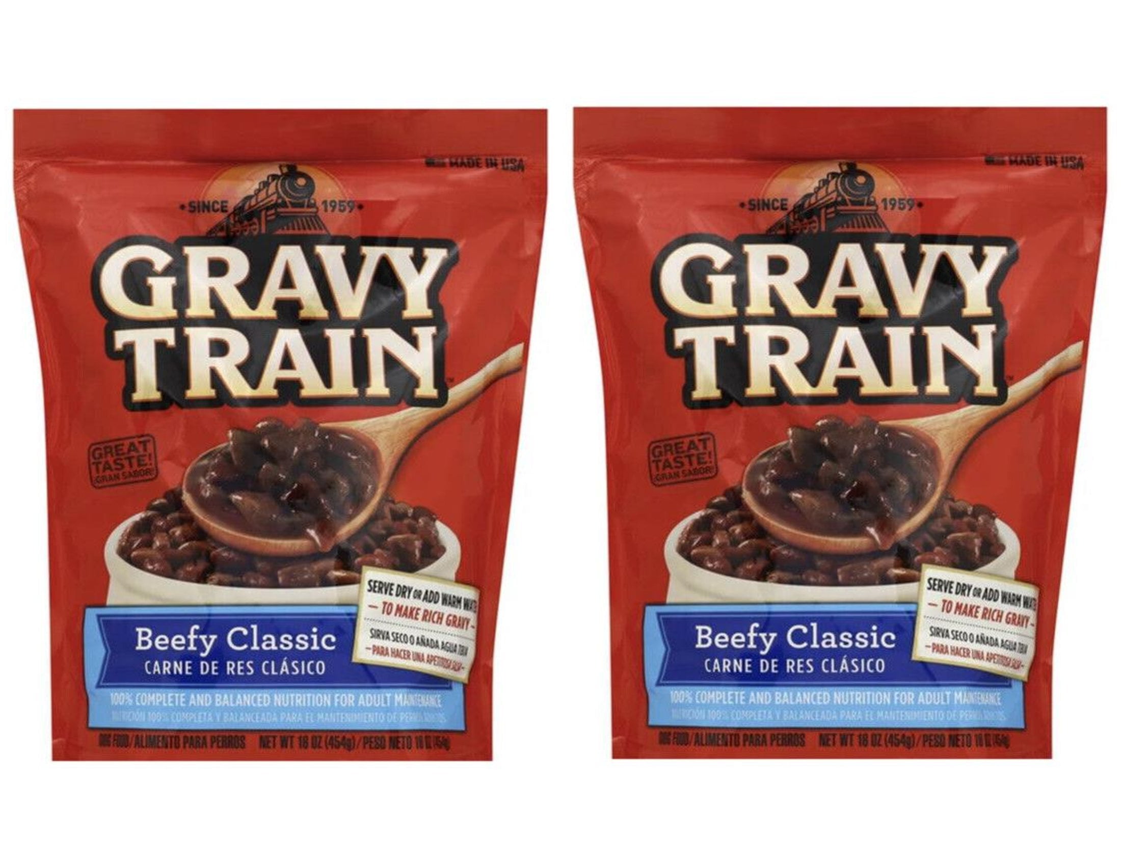 CGT Gravy Train Beefy Classic Adult Dog Snacks Pet Food 100 Complete and Balanced Nutrition Canine Training Rewarding Treats Resealable Pouches