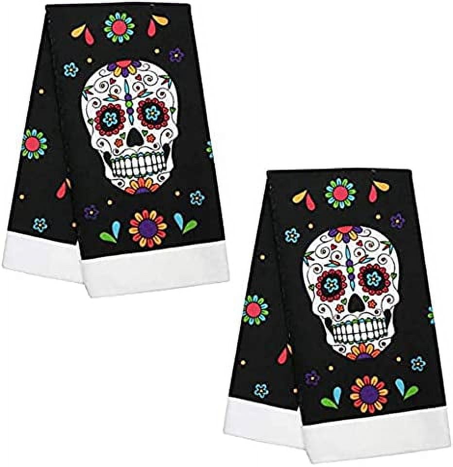 Day Of The Dead Skull Halloween Dish Drying Mat for Kitchen Counter Dishes  Pad Dish Drainer Rack Mats Absorbent Fast Dry Microfiber Dish Drying Pad  for Dining Table Holiday Decor 18x24 