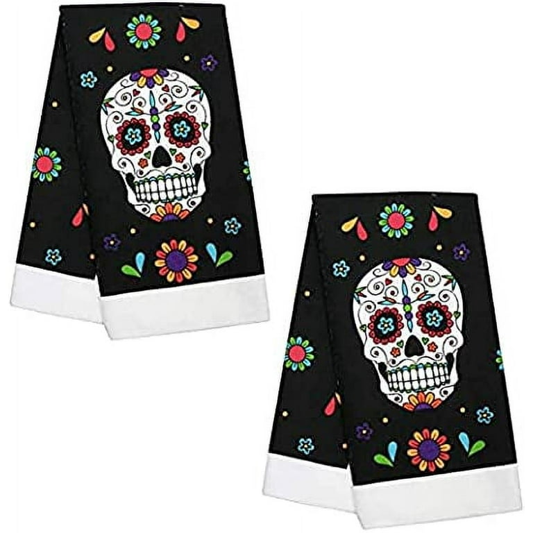 Day Of The Dead Skull Halloween Dish Drying Mat for Kitchen
