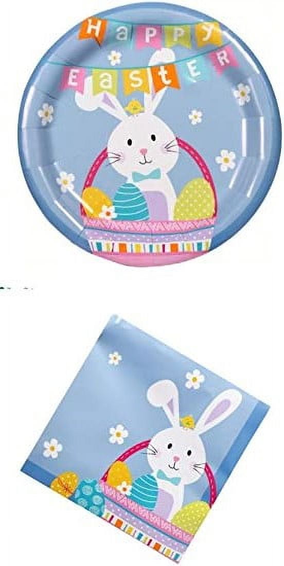 CGT Happy Easter Paper Plates & Napkins Set Bunny Disposable Tableware