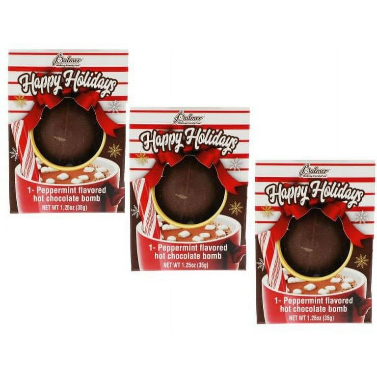 CGT Palmer Peppermint Flavored Hot Chocolate Bombs Christmas Holiday Stocking Stuffers Gift Basket Party Favor Baking Treats Snacks Desserts (Pack of