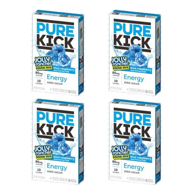 Pure Kick Energy Singles To Go Drink Mix Jolly Rancher Blue Raspberry Water Enhancer Drink Mix