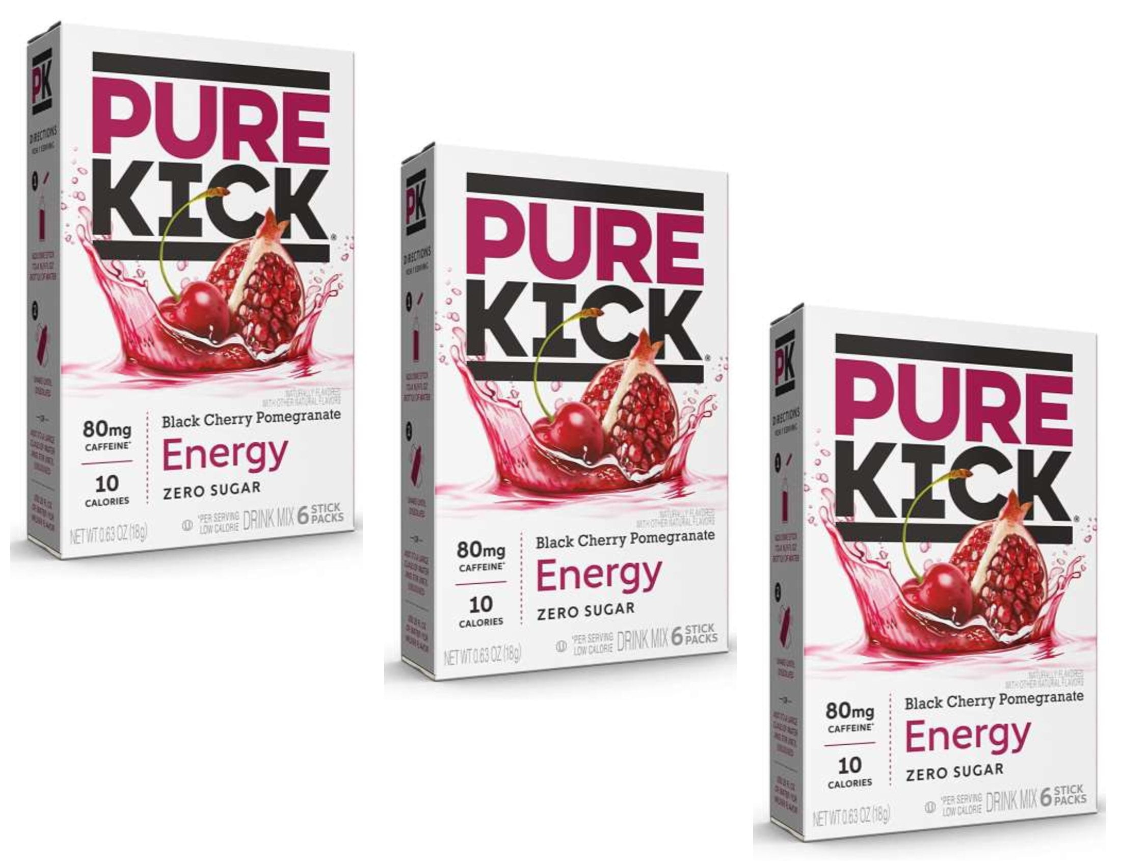CGT Pure Kick Energy Black Cherry Pomegranate Singles to Go Zero Sugar